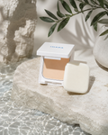 IHADA Face Protect Powder compact on a bathroom shelf, Japanese powder sunscreen