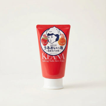 KEANA Baking Soda Face Foam in a red tube with white cap, Japanese pore-care cleanser