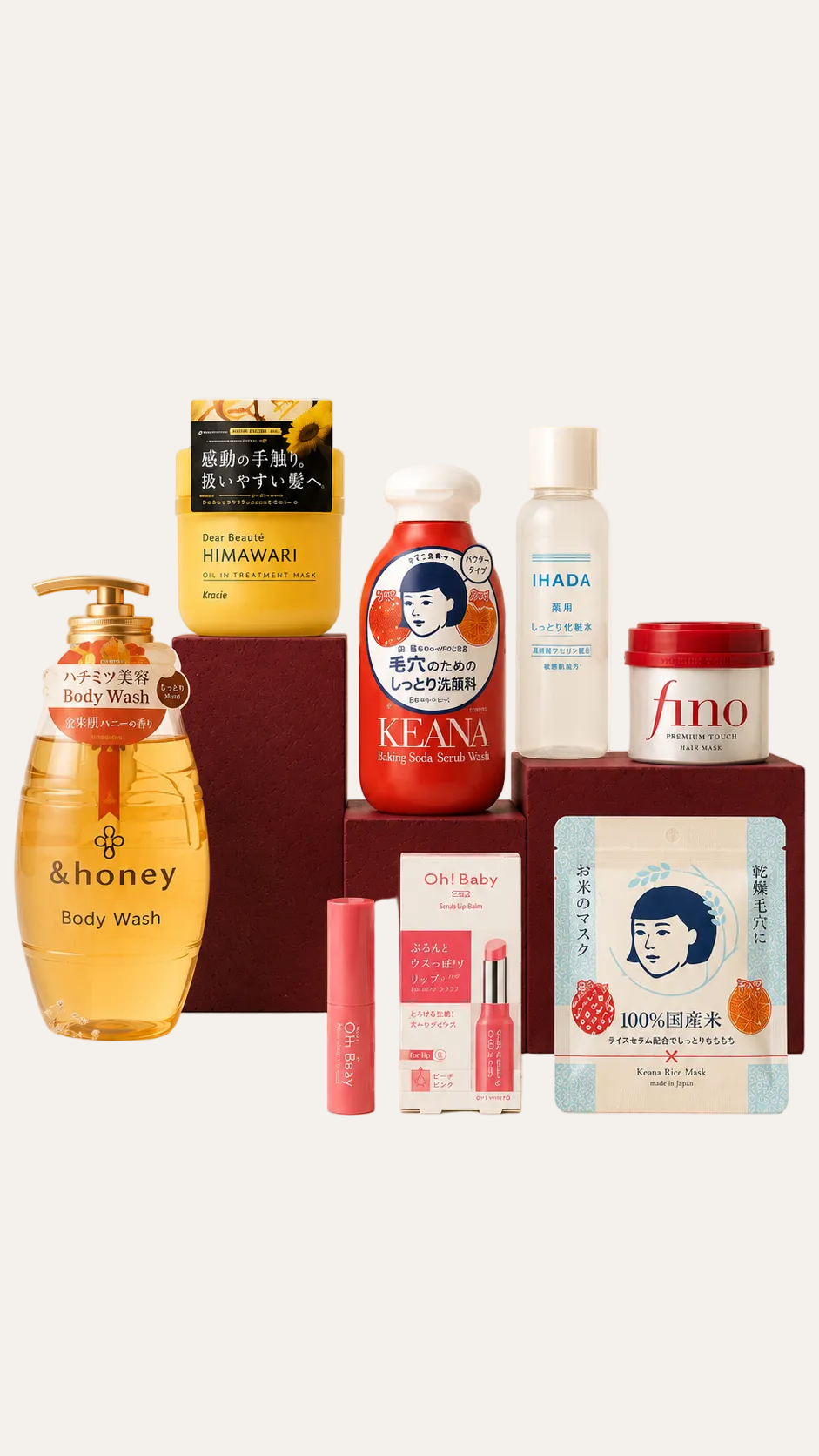 Collection of various skincare and beauty products on a white background