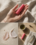 Oh! Baby sugar-scrub lip balm in use, Japanese exfoliating lip treatment